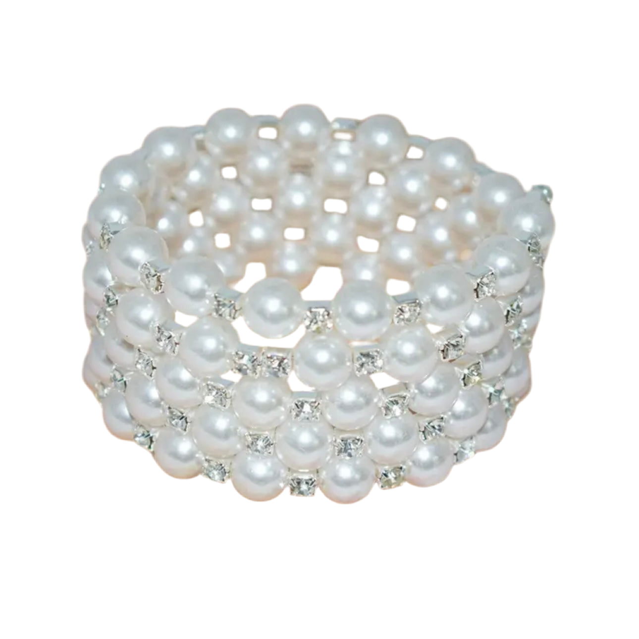 Pearl Rhinestone Flexible Bracelet