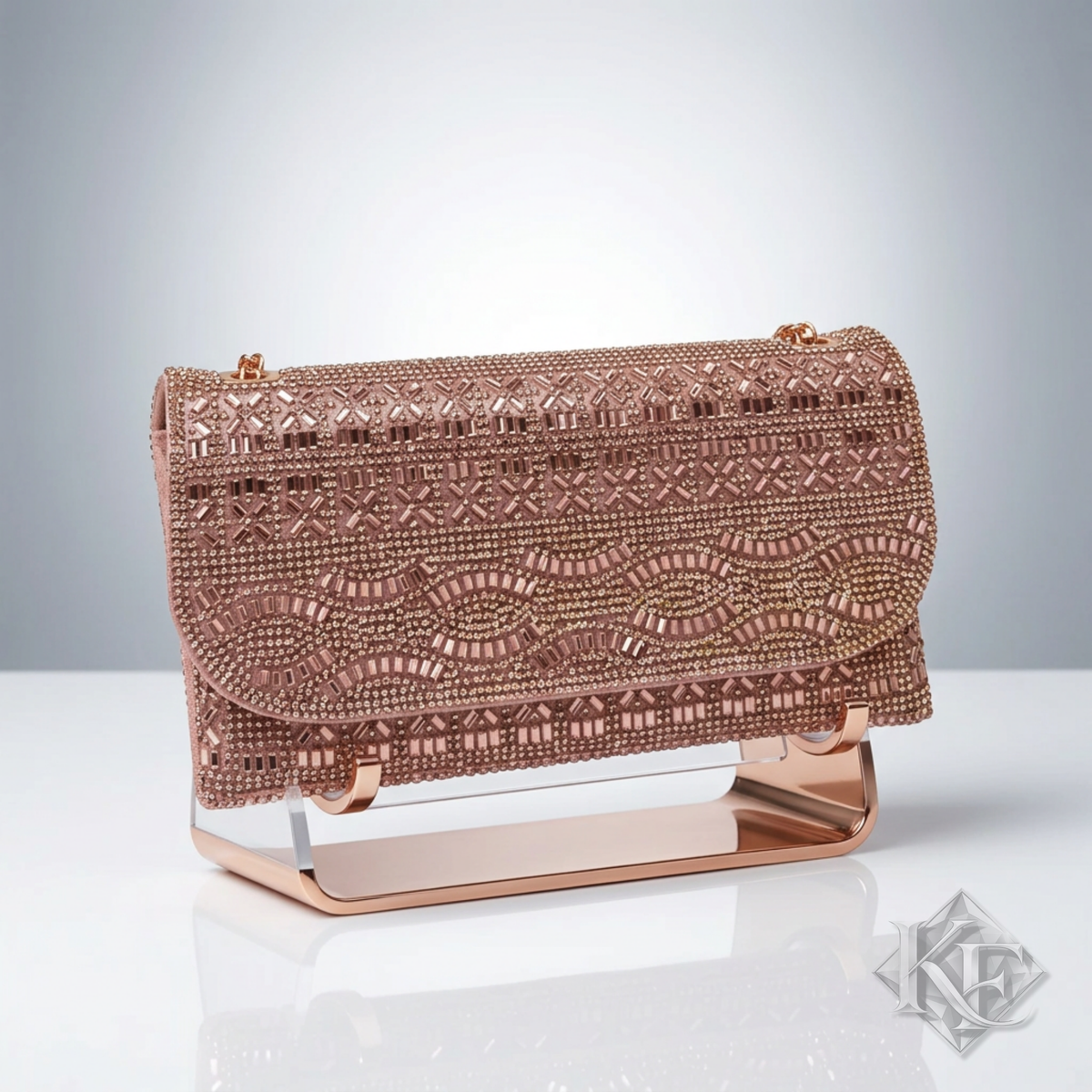 Rose Gold Embellished Clutch