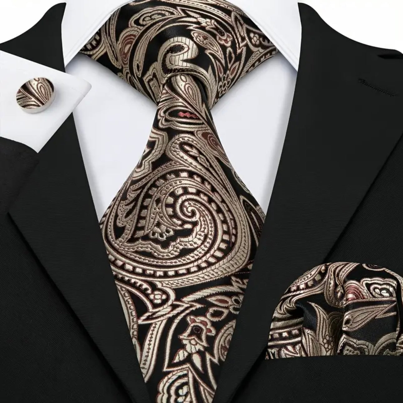 Gold & Black Barry Wang Necktie Sets