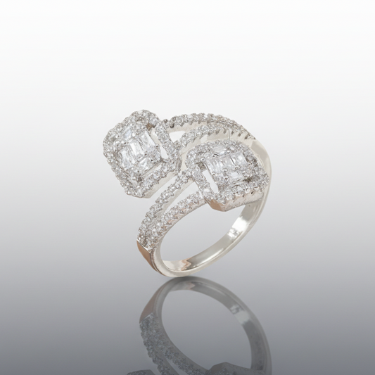 Twin Zircon Wrap All-Fit Ring