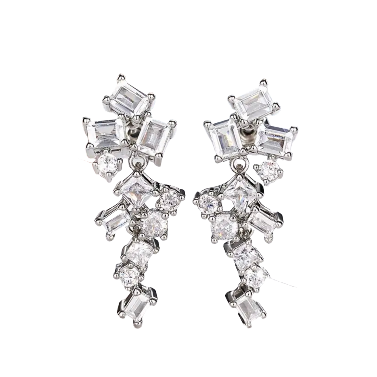 Geometric Petite Zircon Dangling Earrings