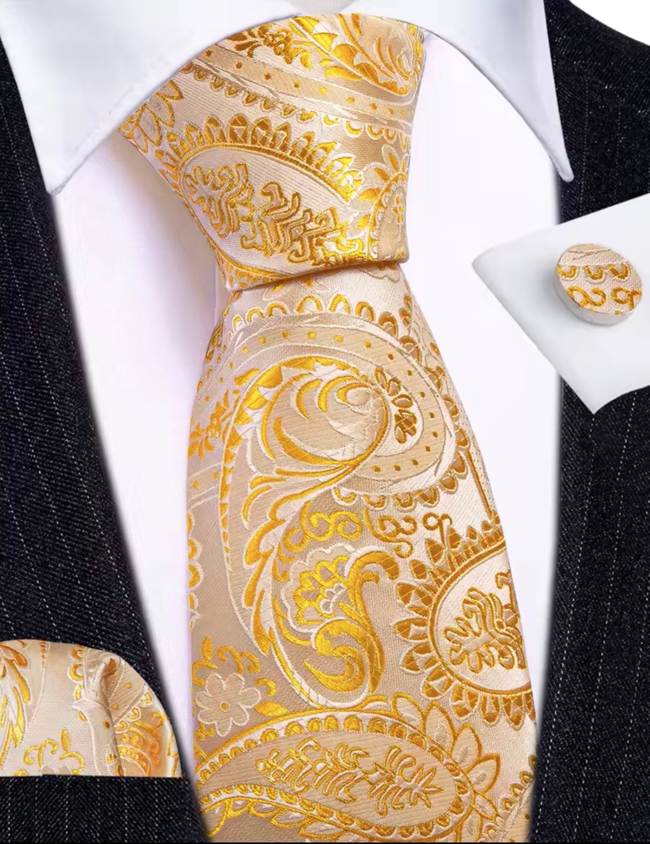 Yellow Barry Wang Necktie Sets