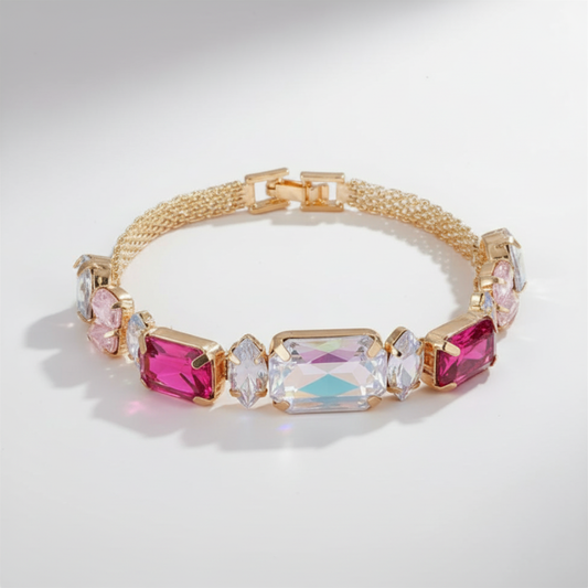 Iridescent Rose Red Pink Bracelet