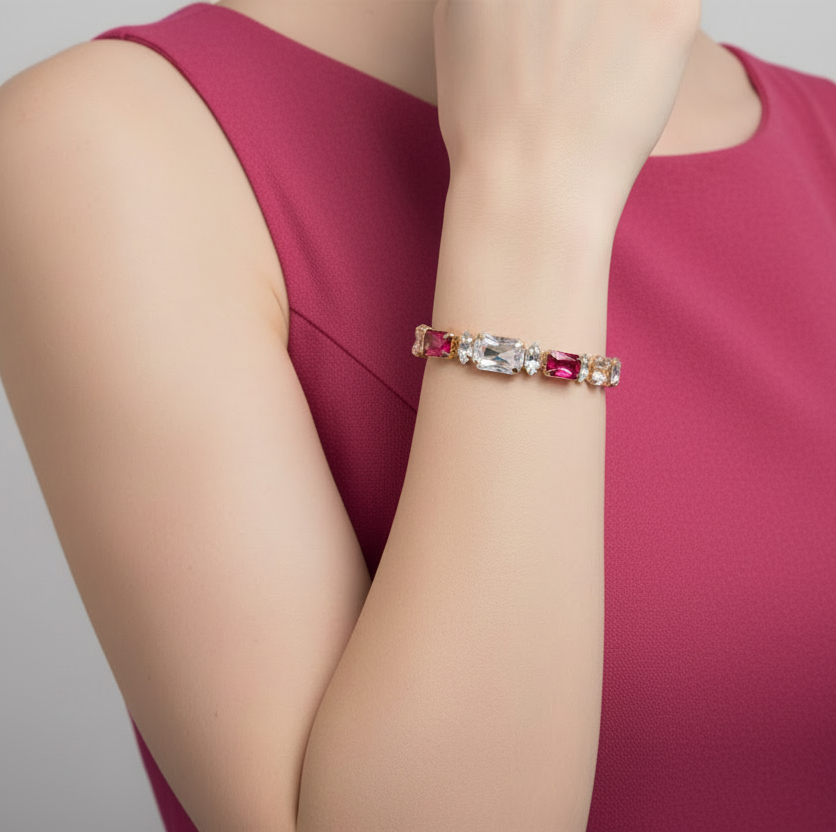 Iridescent Rose Red Pink Bracelet