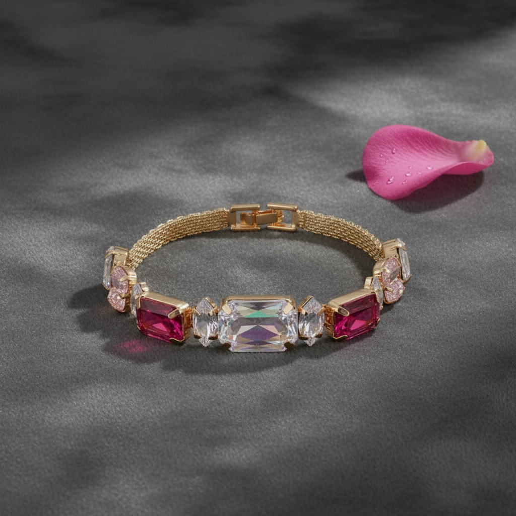 Iridescent Rose Red Pink Bracelet