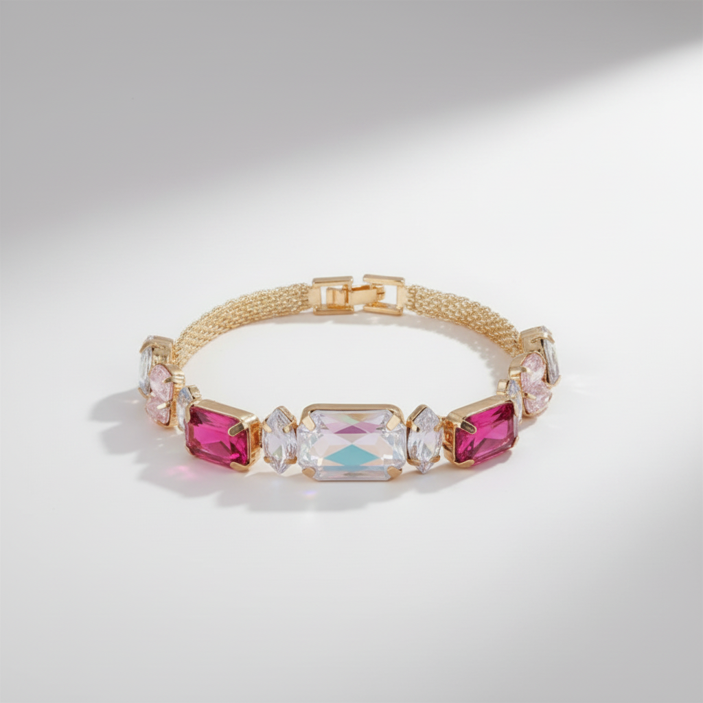 Iridescent Rose Red Pink Bracelet