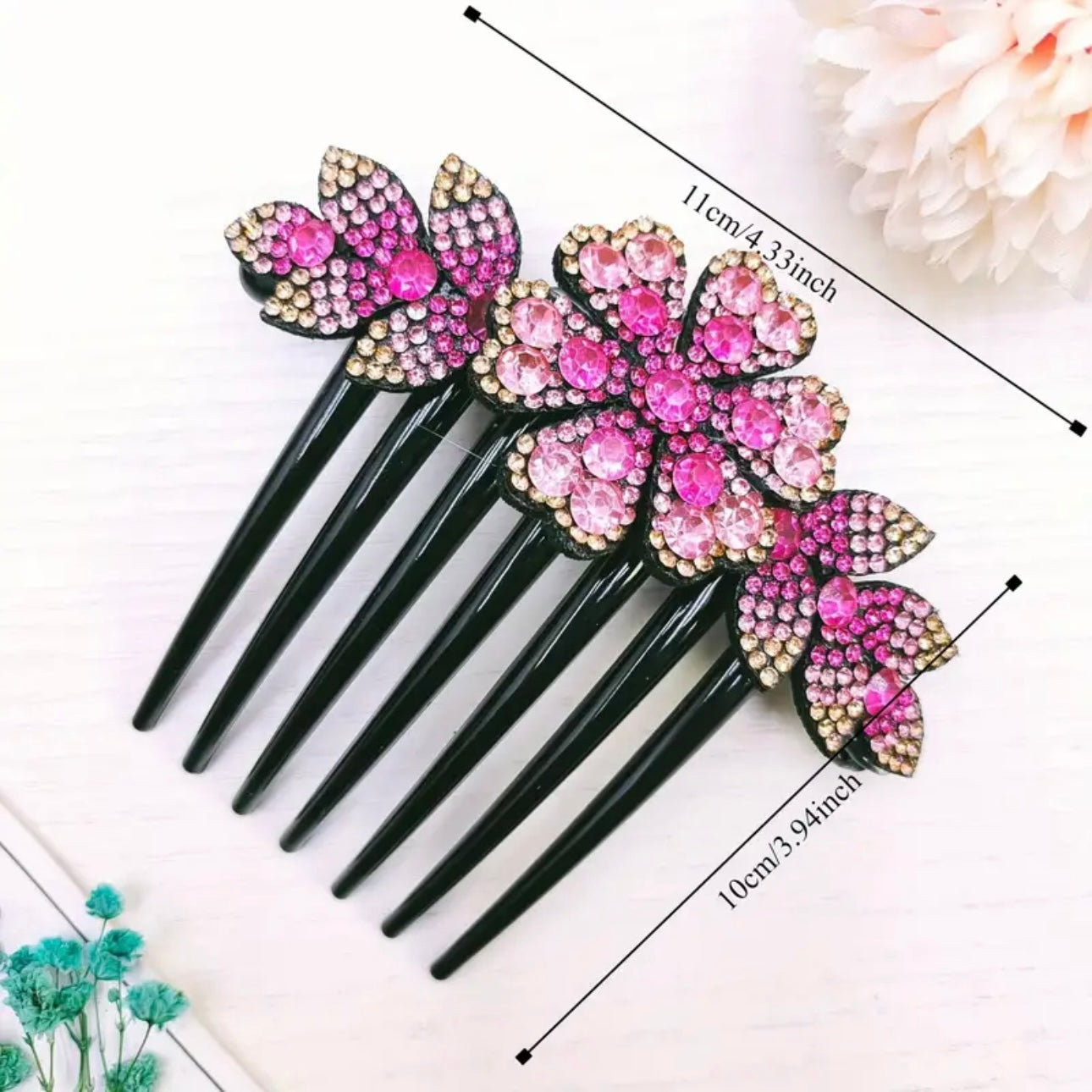 Flower Hair Comb Pink