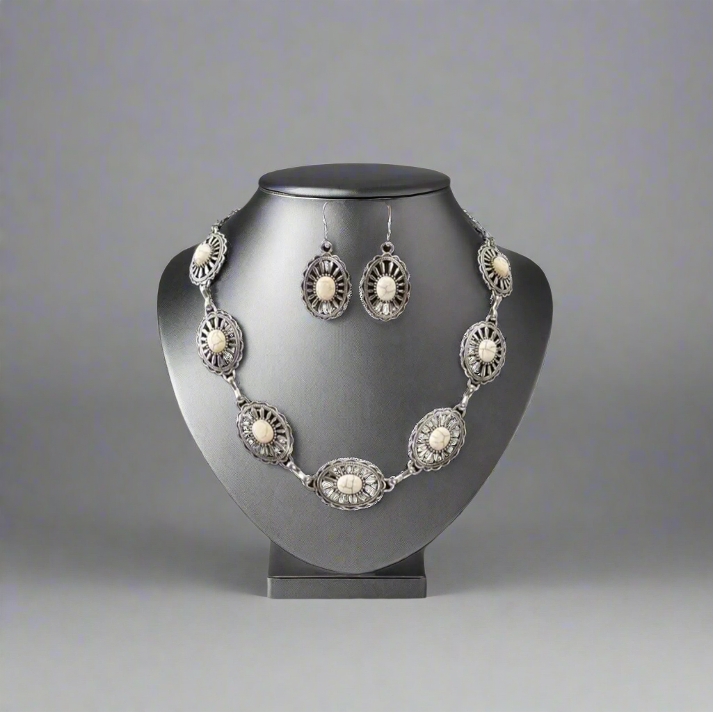 White Turquoise Concho Set