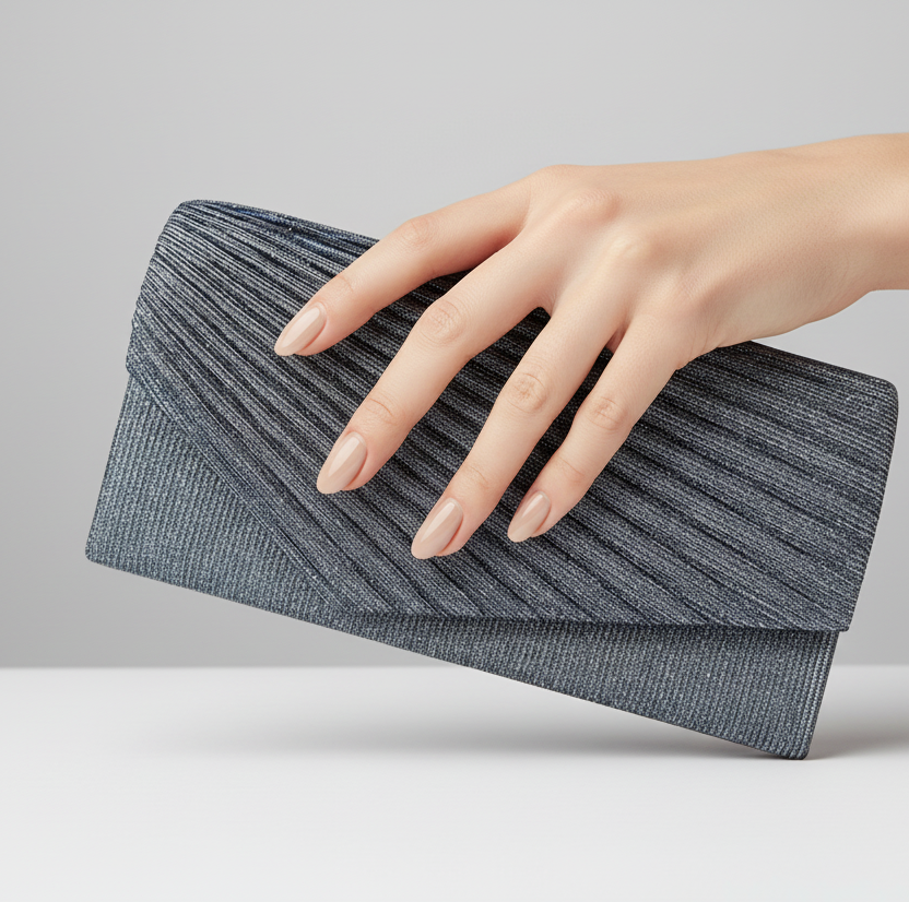 Blue Glittery Clutch Handbag