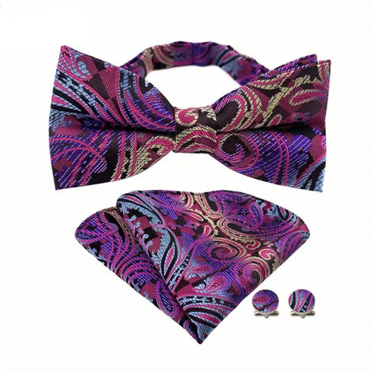 Purple Paisley Bowtie Set