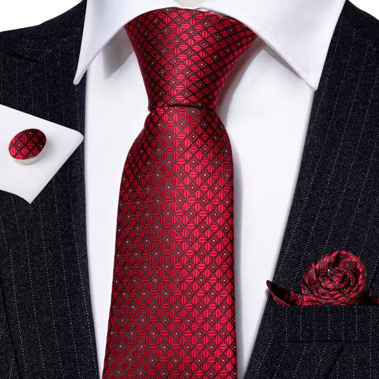 Red Black Dot Necktie Set