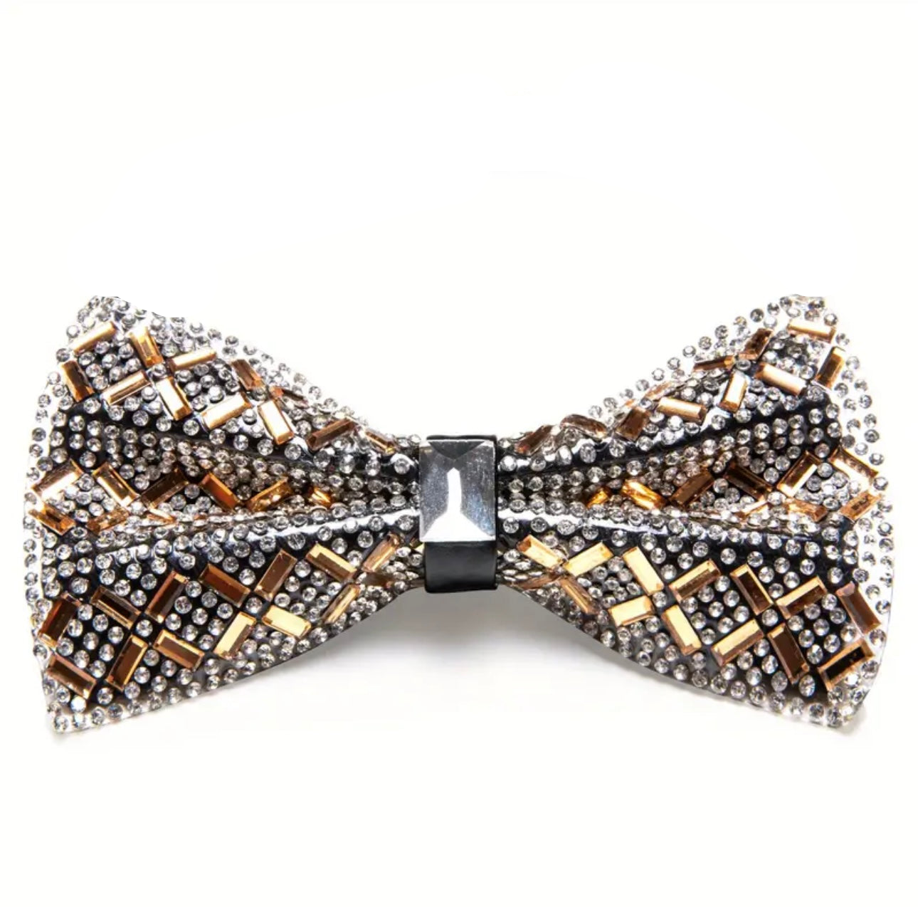 Gold Rhinestone Bow Tie