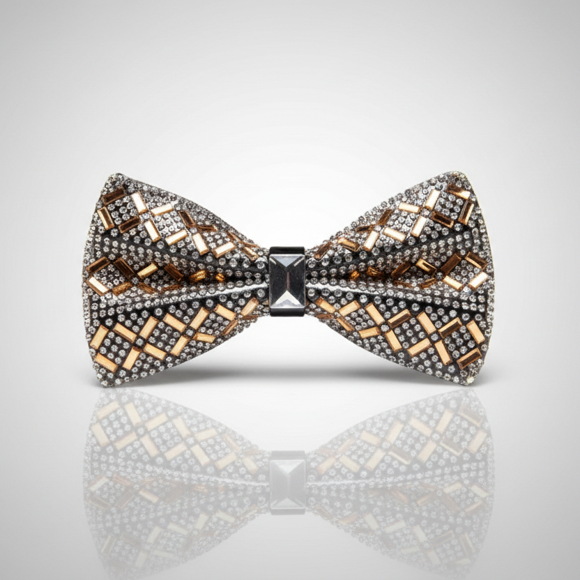 Gold Rhinestone Bow Tie