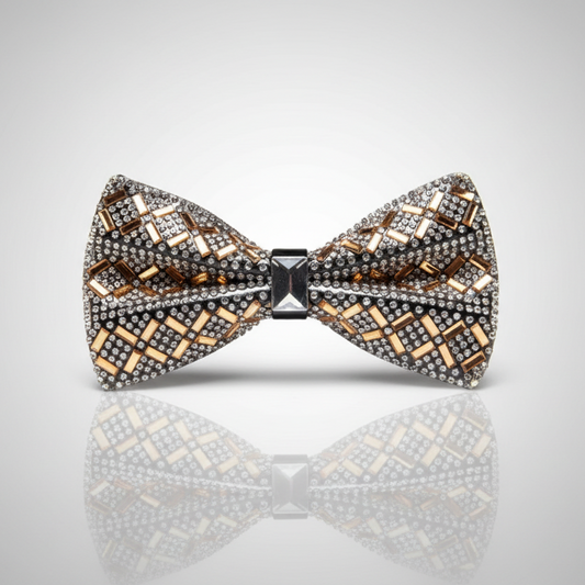 Gold Rhinestone Bow Tie