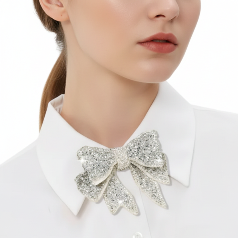 Sparkling Bow Tie Brooch