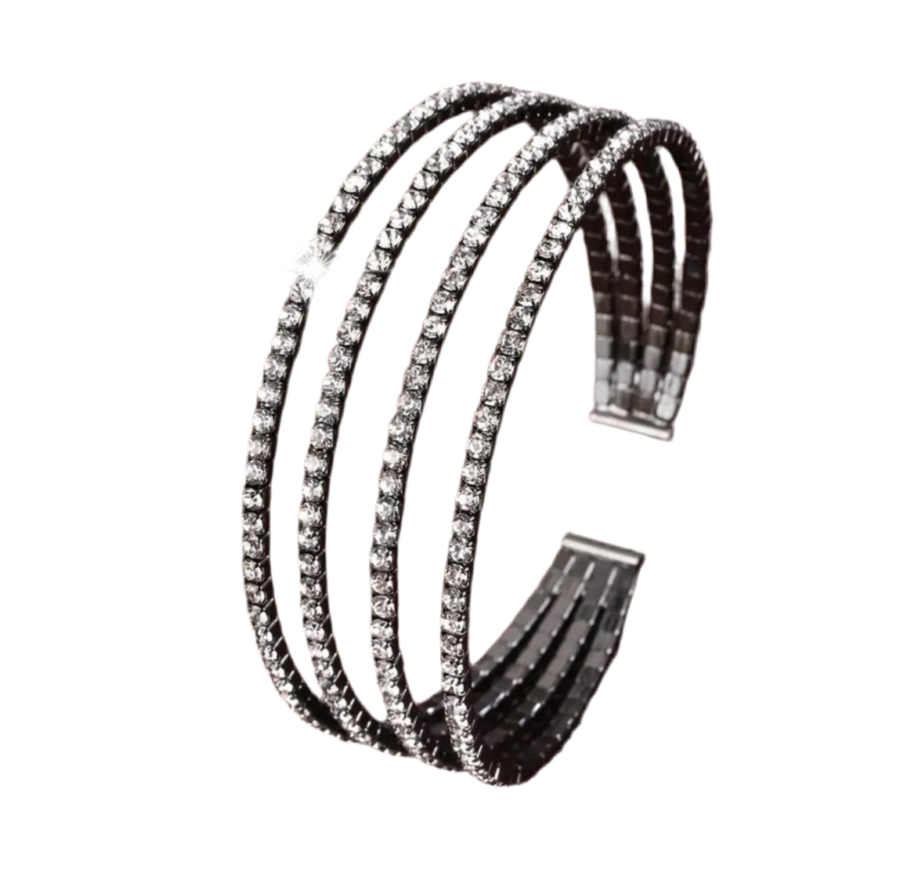 Clear Zircon Black Cuff Bracelet