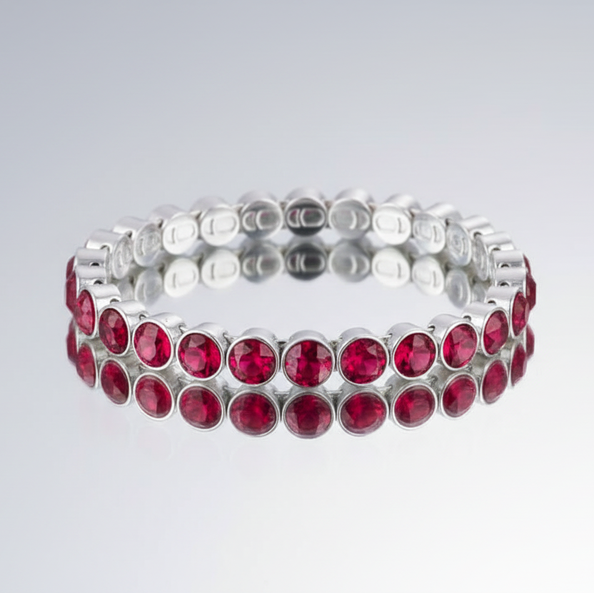 Rose Red Pink Silver Magnetic Clasp Bracelet