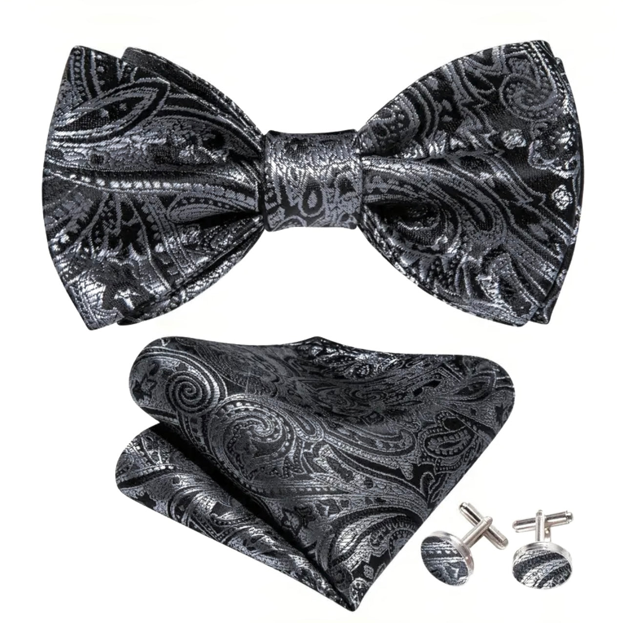 Grey Black Bowtie Set