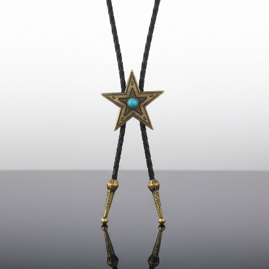 Rustic Turquoise Star Bolo Western Necktie
