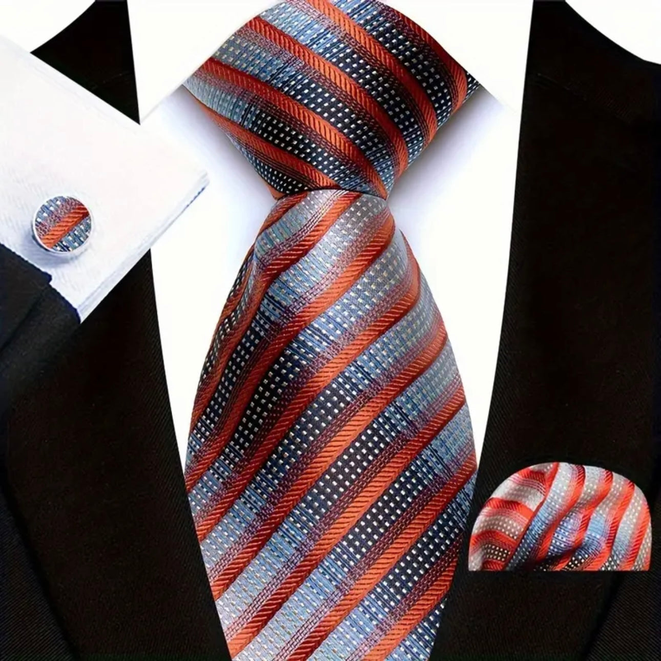 Orange Maroon Necktie Set