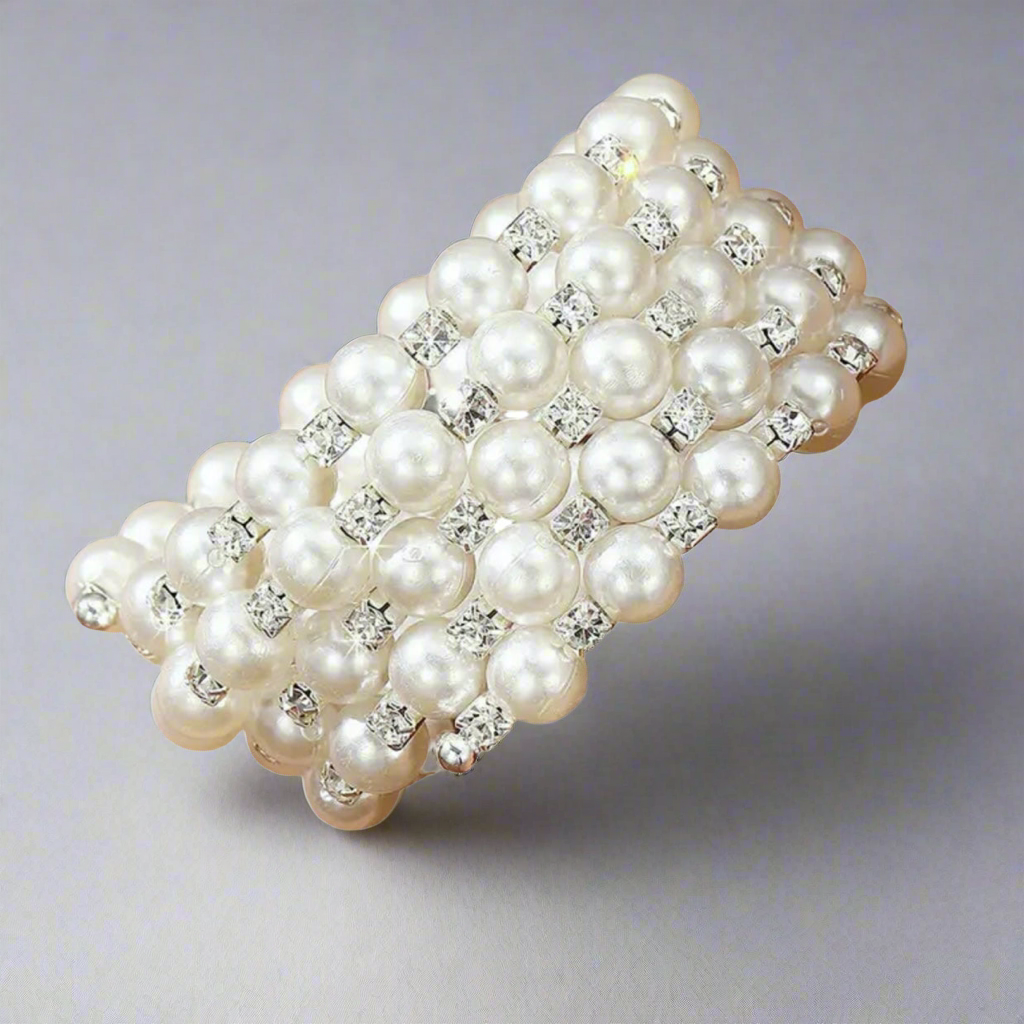 Pearl Rhinestone Flexible Bracelet