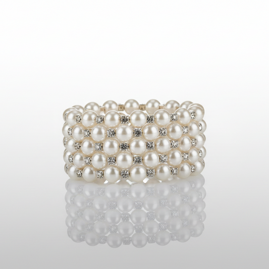 Pearl Rhinestone Flexible Bracelet