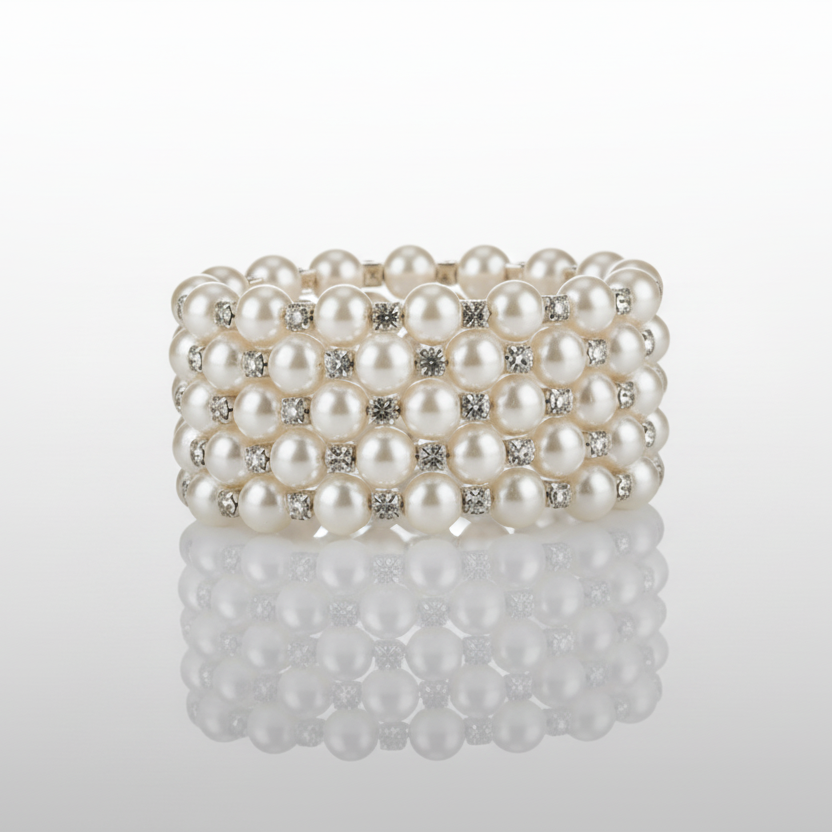 Pearl Rhinestone Flexible Bracelet