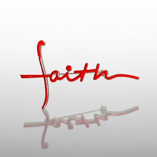 Faith Red Enamel Brooch