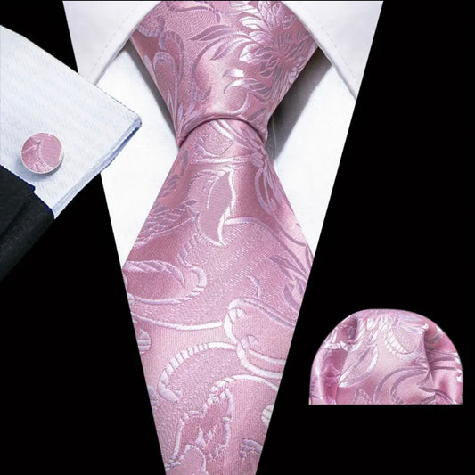 Pink Floral Necktie Set