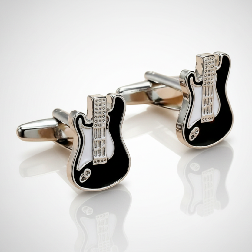 Guitar Cufflinks in Black
