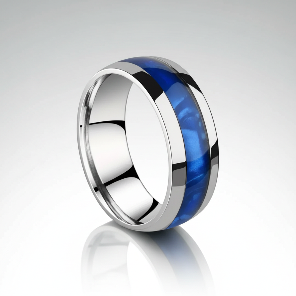 Shell Inlay Steel Ring