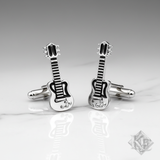 Guitar Cufflinks in Silver