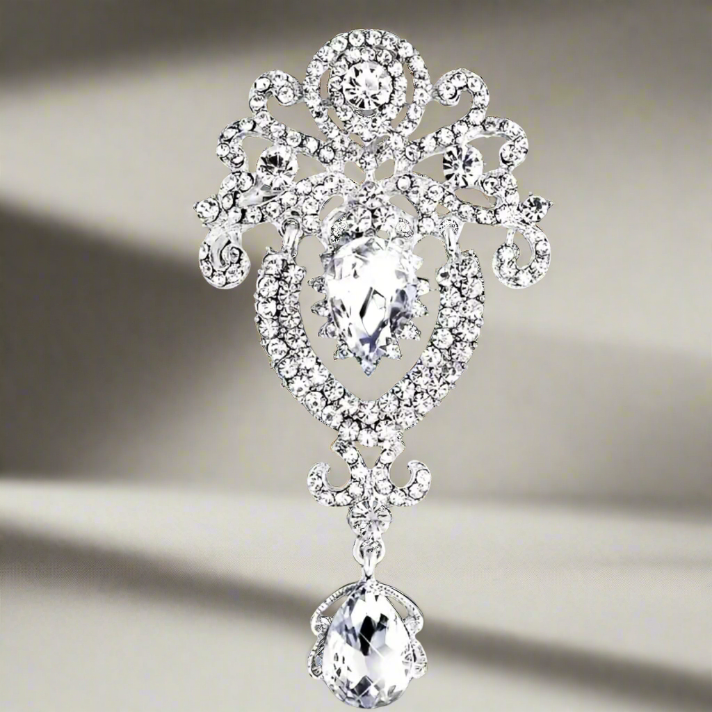 Vintage Royalty Brooch Pin Clear