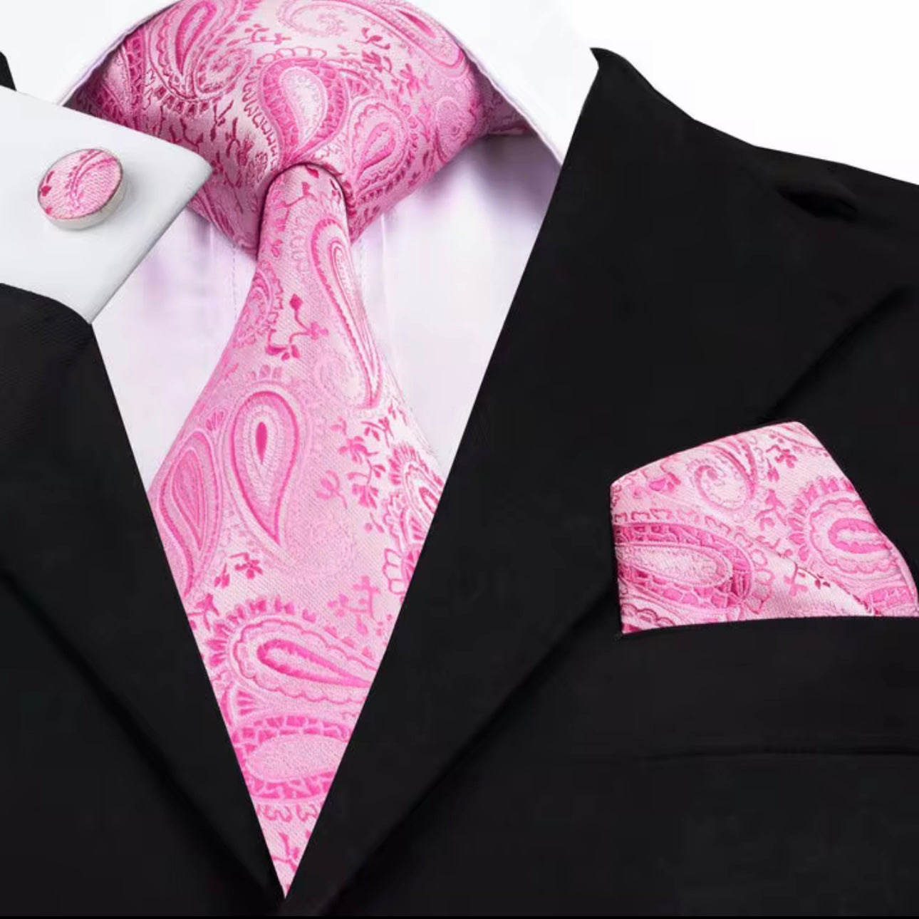 Pink Paisley Necktie Set