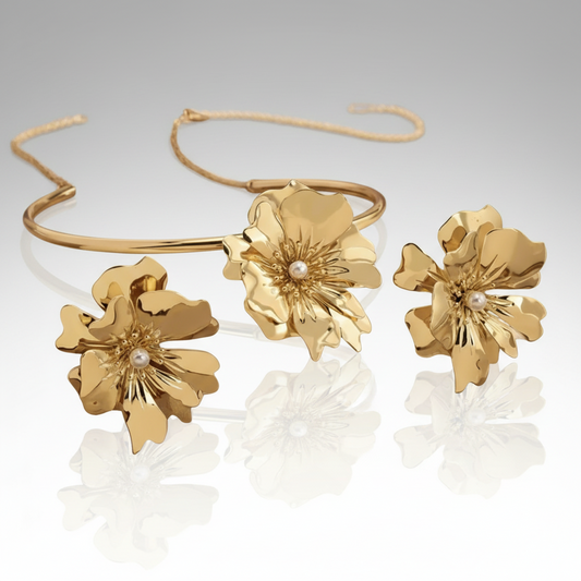 Gold Floral Jewelry Set