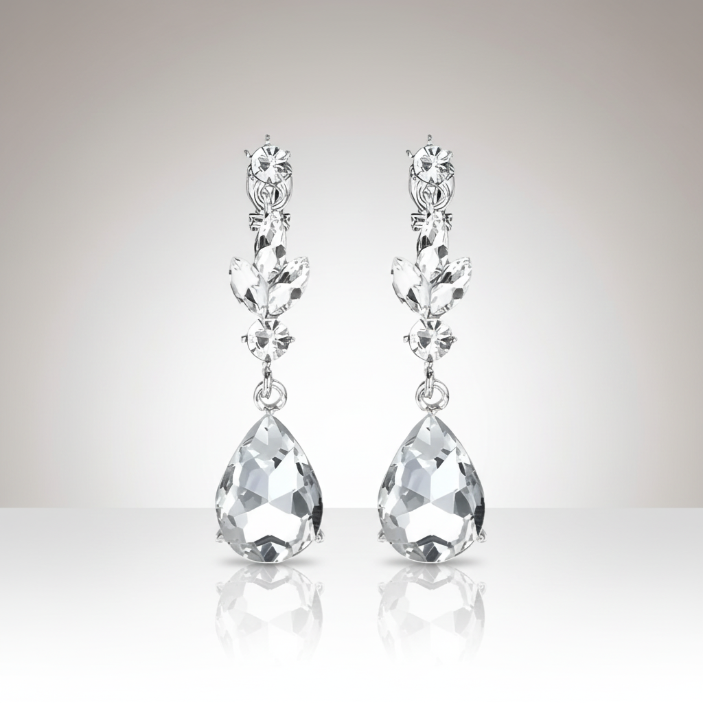 Dangling Zircon Clip Earrings