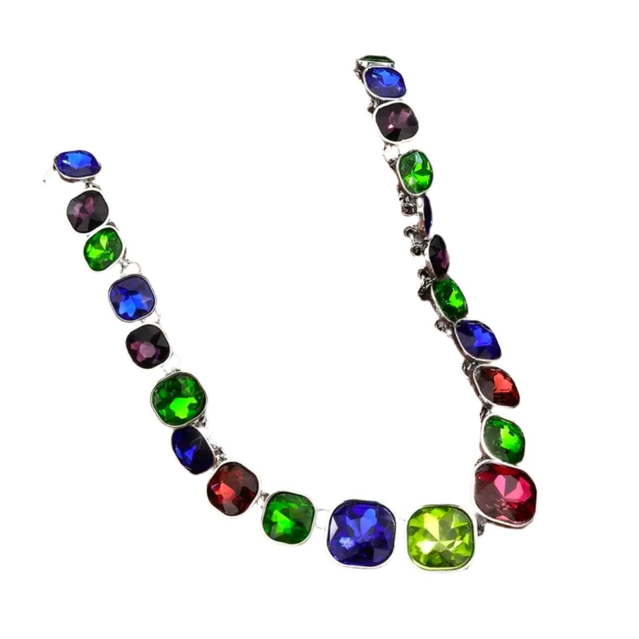 Multicolor Square Rhinestone Necklace
