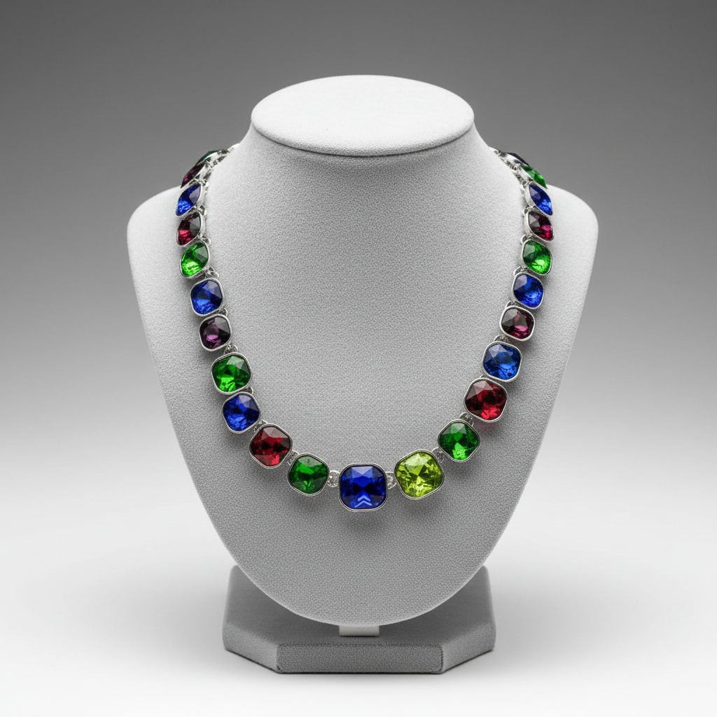 Multicolor Vibrant Squares Necklace