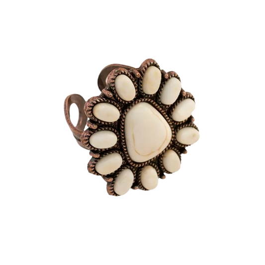 White Bronze Triangle Turquoise Ring