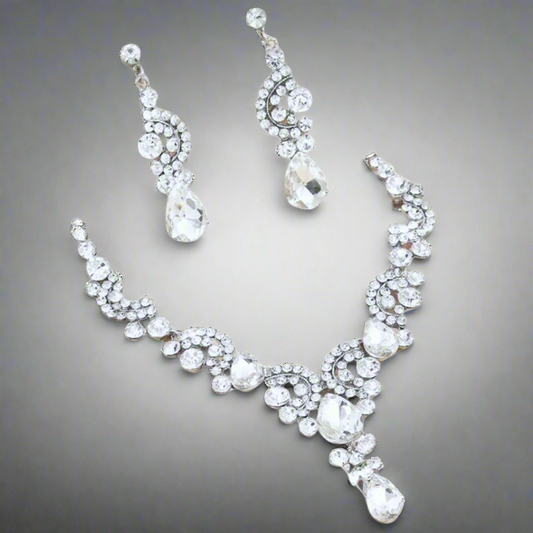 Clear Silver Jewelry Set