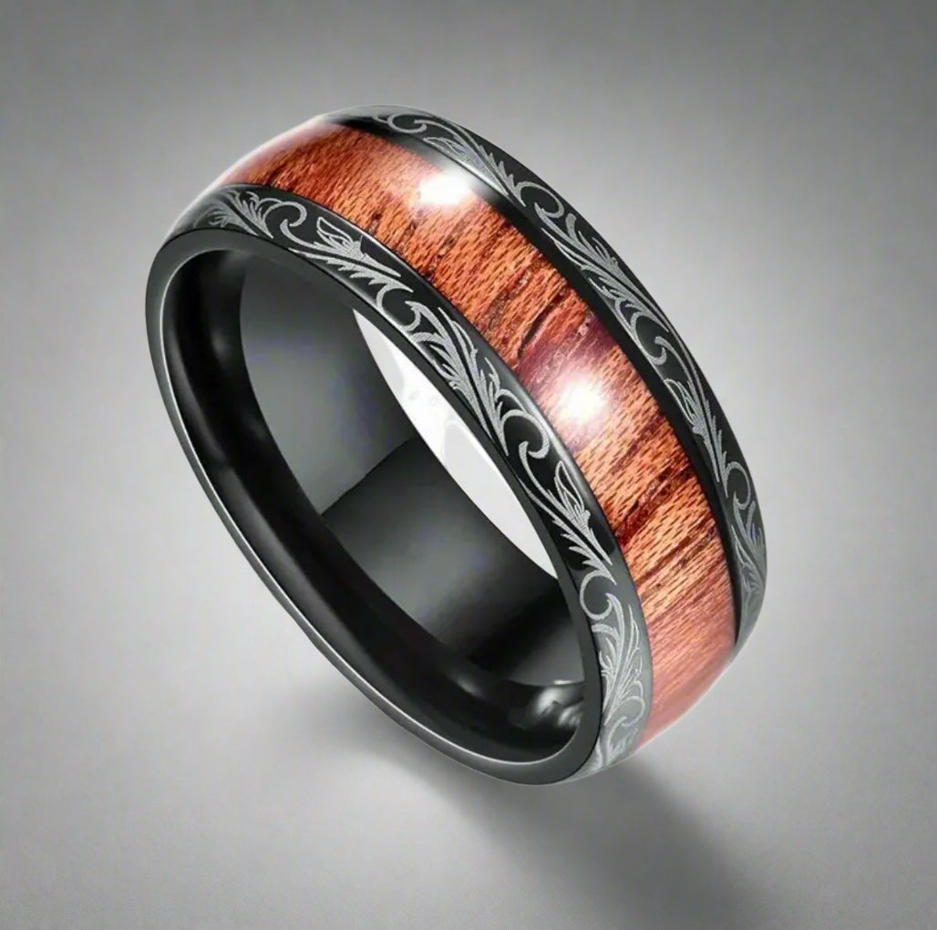 Wood Grain & Black Band