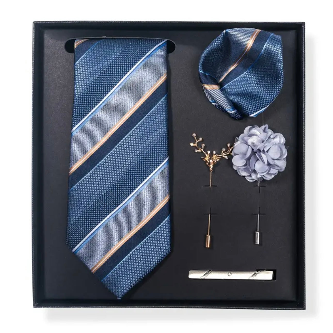 Blue Grey Necktie Box Set