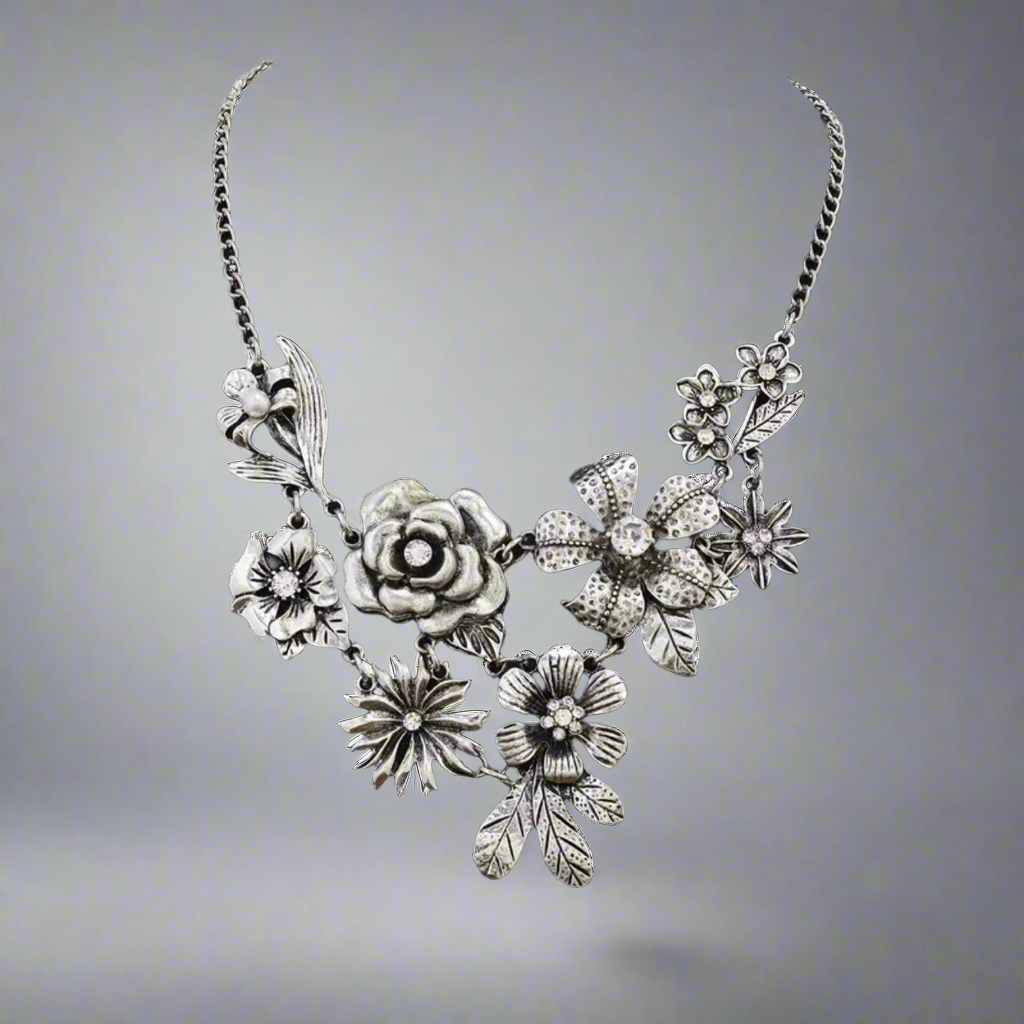Floral Rhinestone Necklace
