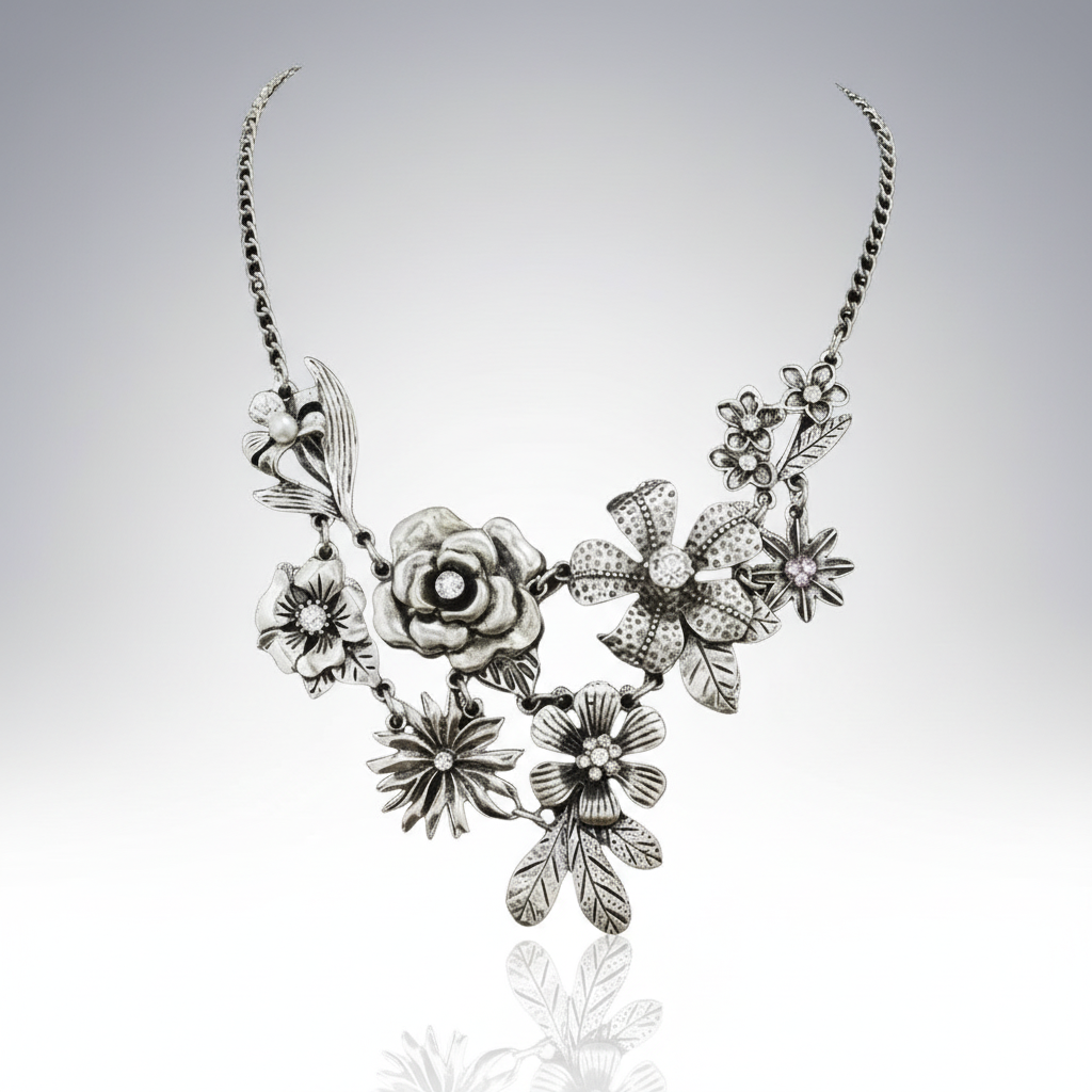 Floral Rhinestone Necklace