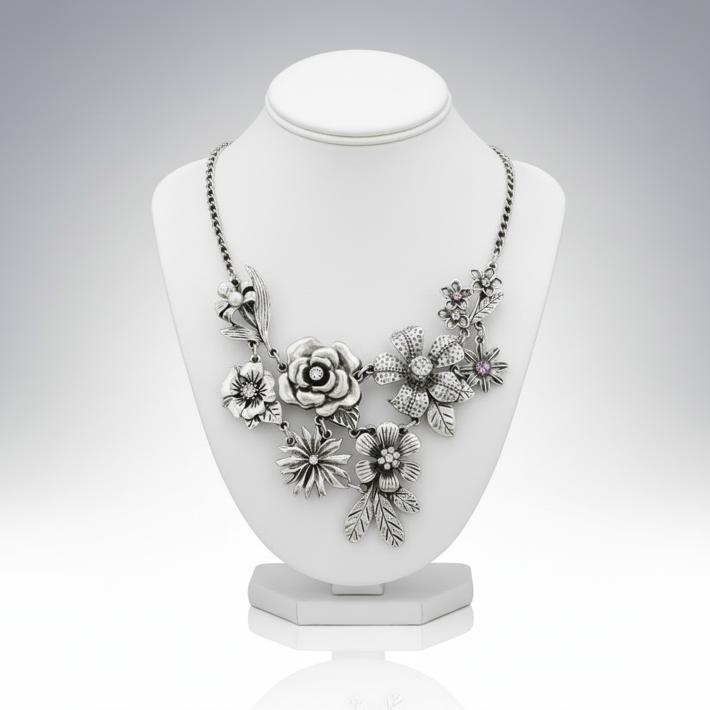Floral Rhinestone Necklace