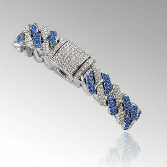 Blue & Clear Cuban Chain Necklace