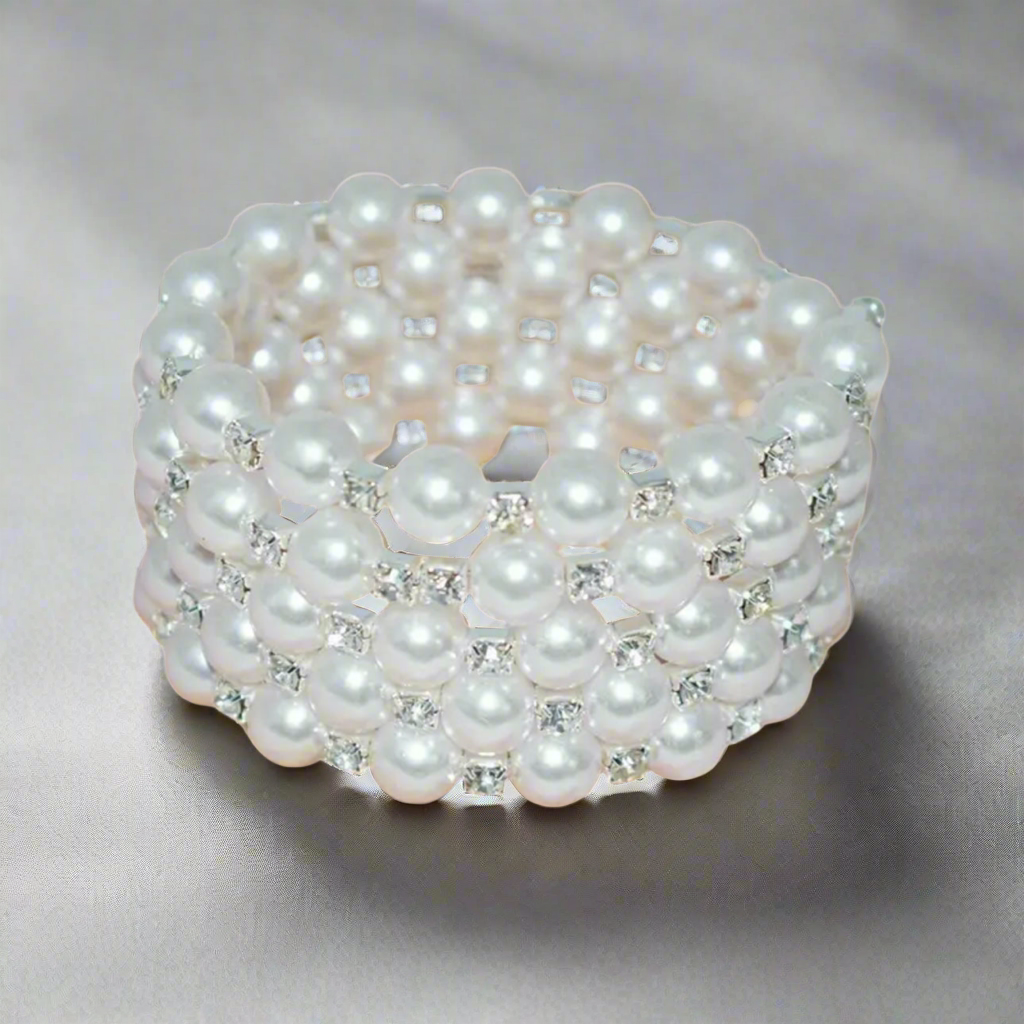 Pearl Rhinestone Flexible Bracelet