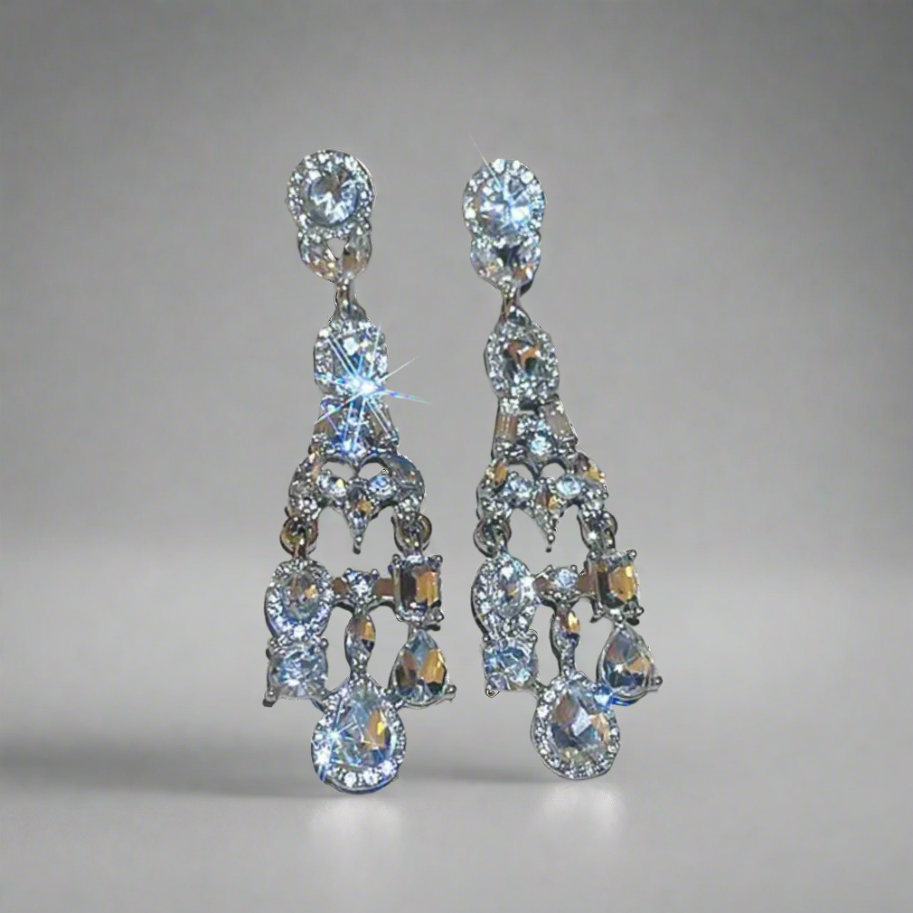 Geometric Rhinestone Chandelier Earrings