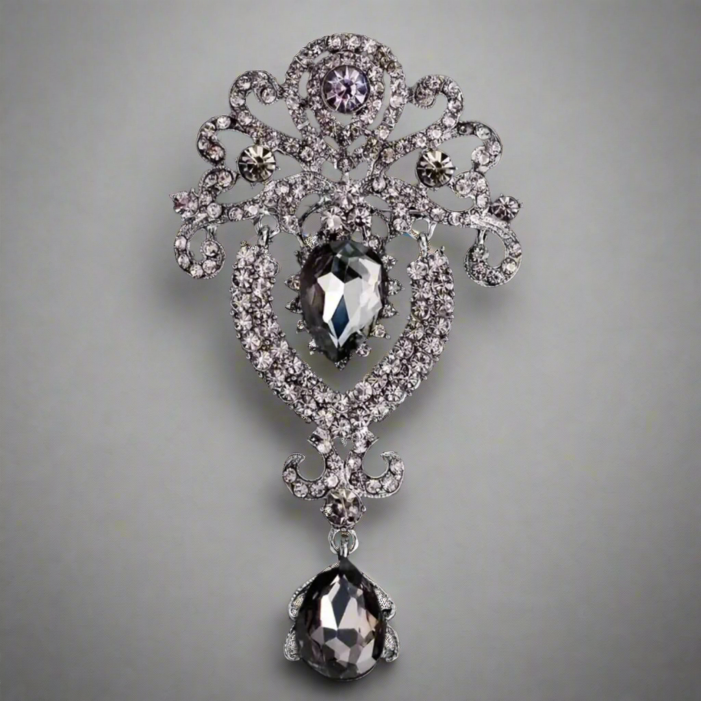 Vintage Royalty Brooch Pin Grey