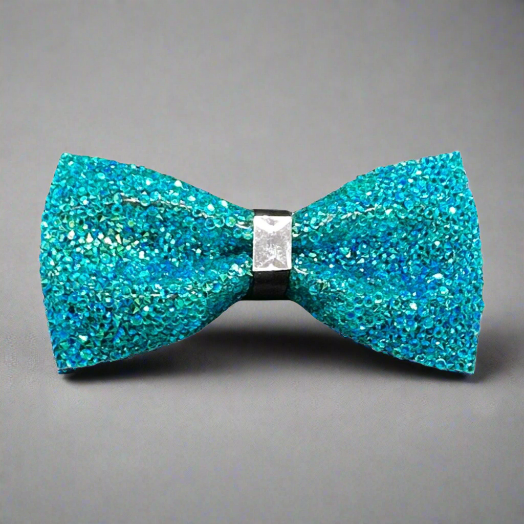 Blue Peacock Rhinestone Bowtie